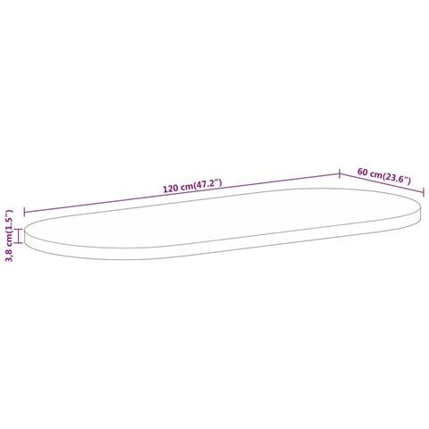 Piano Tavolo 120x60x3,8 cm Ovale in Legno Massello di Mango - Foto 8