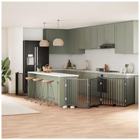 Cancello Cani Porta Pieghevole Nero 10 Pannelli 800 cm Pioppo - Foto 2