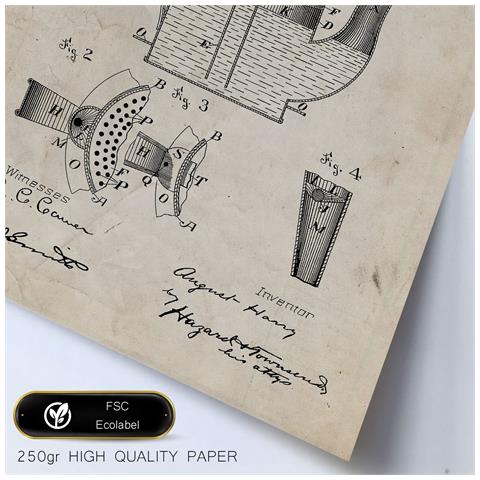 Set Di 6 Stampe Poster Con Brevetti Di Macchine Da Caffè Poster Con Immagini Di Brevetti Retrò Design D'interni In Stile Vintage A3 & A4 Cornice Nera - Foto 2