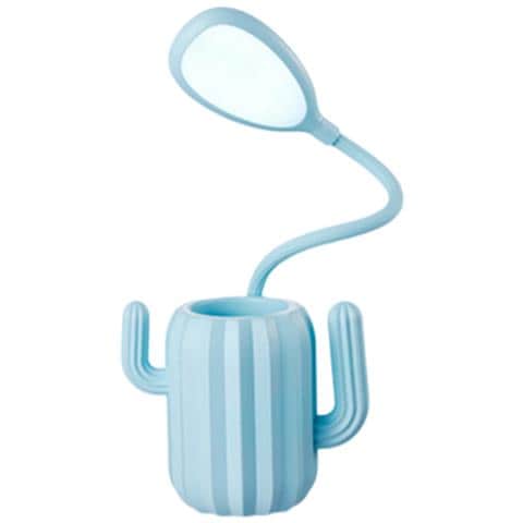 Portamatite Con Luce Led Stelo Flessibile Modello Cactus, Blu - Foto 1