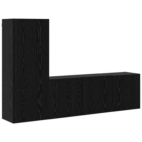 Unità TV da Parete 5 pcs Rovere Nero Legno multistrato - Foto 1
