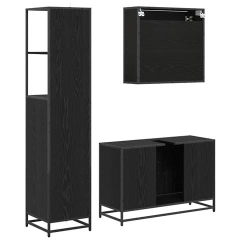 Set di mobili per il bagno con cassetto 3 pcs Legno vecchio - Foto 9