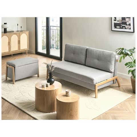 Set Da Salotto 3 Posti Edland Tessuto Grigio Chiaro Con Panca - Foto 1