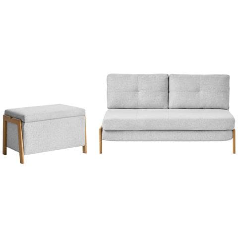 Set Da Salotto 3 Posti Edland Tessuto Grigio Chiaro Con Panca - Foto 2