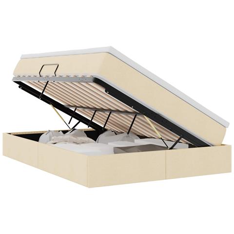Letto con contenitore e materasso Crema 140 x 190 cm Poliestere - Foto 1