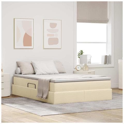 Letto con contenitore e materasso Crema 140 x 190 cm Poliestere - Foto 2
