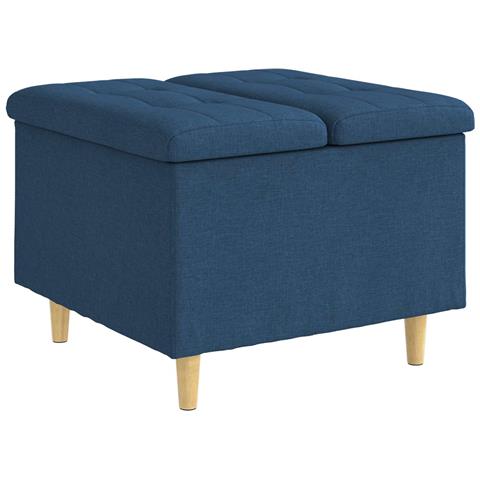 Pouf contenitore con cuscino Blu 60 x 60 x 45 cm Tessuto - Foto 1