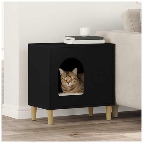 Casa per Gatti Nero 51 x 30 x 52 cm Legno multistrato - Foto 2