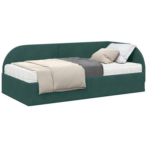 Struttura Letto Angolare con Materasso 2 pcs Verde Velluto - Foto 1