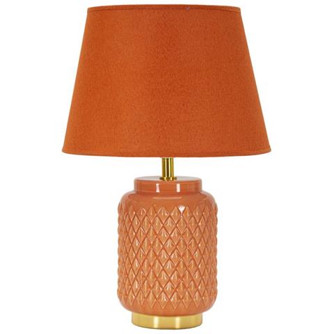 Lampada Da Tavolo Square Arancione In Ceramica Con Paralume In Tessuto — Ø 28 Cm - Foto 1