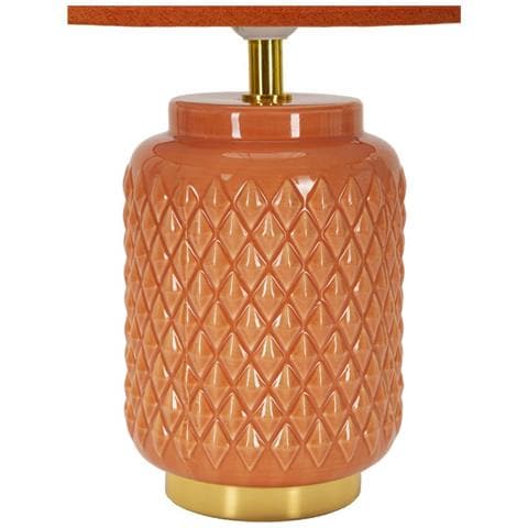 Lampada Da Tavolo Square Arancione In Ceramica Con Paralume In Tessuto — Ø 28 Cm - Foto 2