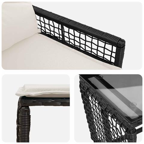 Set di Mobili da Esterno con cuscino 5 pcs Nero e Bianco - Foto 9