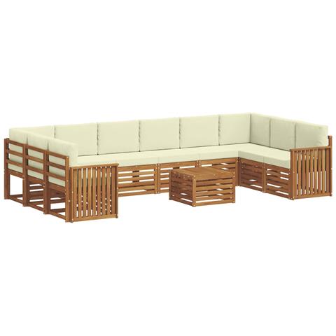 Set divani 11 pcs Naturale e Crema Legno di Acacia Massello - Foto 1
