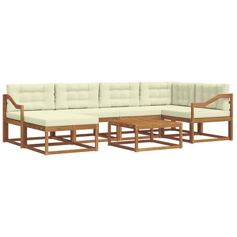 Set di divani da esterno con cuscino 7 pcs Naturale e Crema - Foto 1
