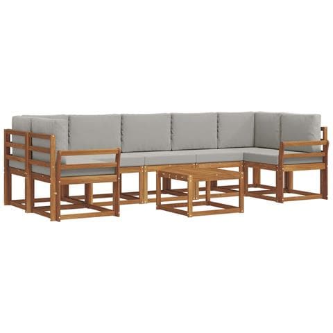 Set di divani da esterno 8 pcs Grigio Naturale e Chiaro - Foto 1