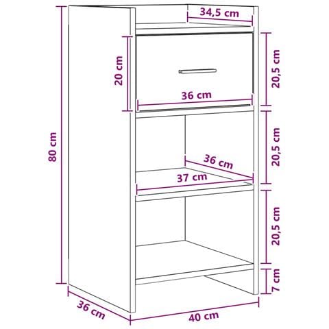 Credenza Bianco 40 x 36 x 80 cm Legno ingegnerizzato - Foto 7