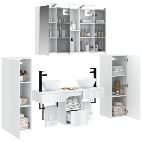 Set di mobili per il bagno Montaggio a parete 6 pcs Bianco - Foto 2