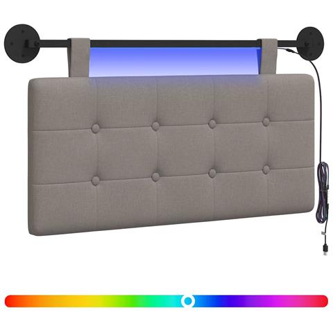 Testiera sospesa Con luce LED Tortora Tessuto - Foto 1