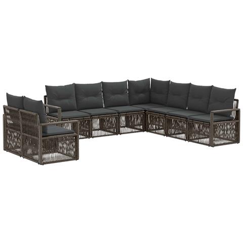 Set Divano da Giardino 9 pcs Grigio polyrattan - Foto 1