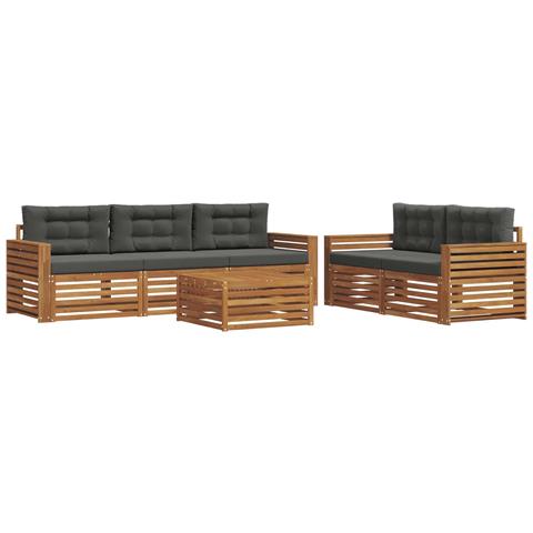 Set di divani da esterno con cuscino 6 pcs Naturale e Antracite - Foto 1