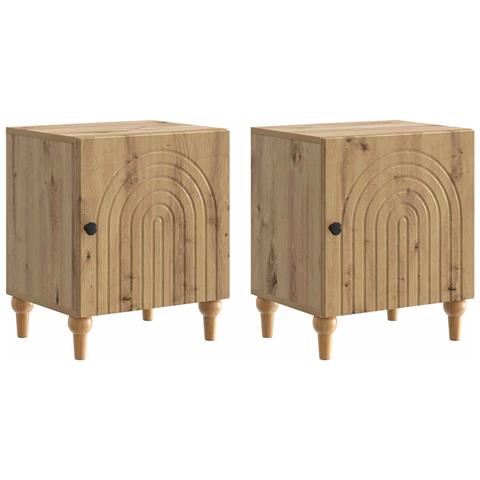 Armadio da Notte 2 pcs Rovere Artigianale 43 x 34,5 x 50 cm - Foto 1