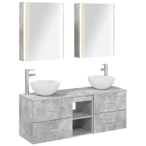 Set di mobili per il bagno 5 pcs Grigio Cemento - Foto 1