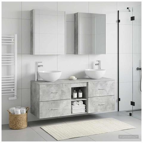 Set di mobili per il bagno 5 pcs Grigio Cemento - Foto 2