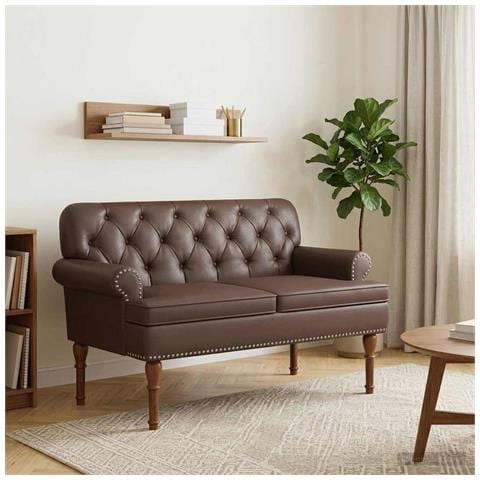 Loveseat con bottoni imbottiti Marrone 120 x 65 x 77 cm - Foto 2
