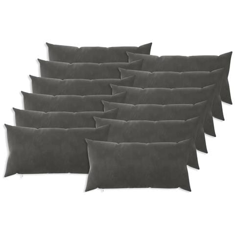 Cuscino con cuscino HEERLEN 12 pz Grigio Scuro Velluto - Foto 1