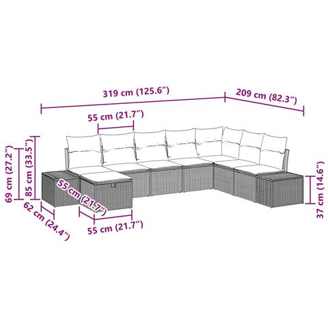Set Divano da Giardino 8 pz Nero polyrattan - Foto 10