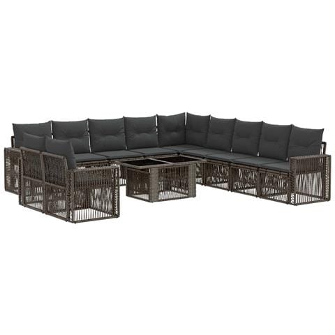 Set Divano da Giardino 12 pz Grigio e Grigio Scuro polyrattan - Foto 1