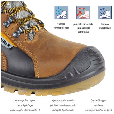 Scarpa antinfortunistica alta tessuto Tomaia Nabuk idrorepellente num. 41 - Foto 1