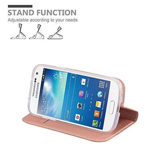 Custodia Compatibile Con Samsung Galaxy S4 Mini In Classy Oro Rosa - Coperchio Protettiva Con Chiusura Magnetica, Funzione Stand E Tasca Per Le Carte - Foto 2