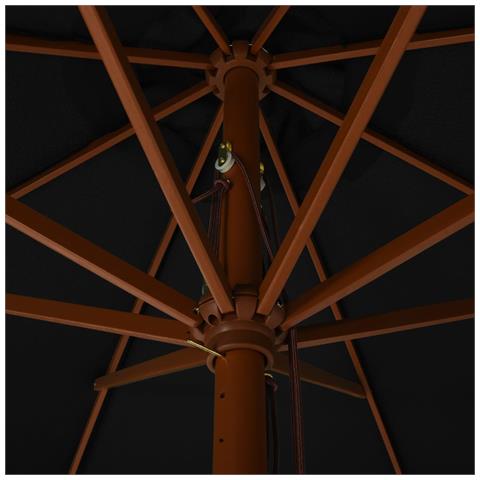 Ombrellone da Esterni con Palo in Legno 330 cm Nero - Foto 5