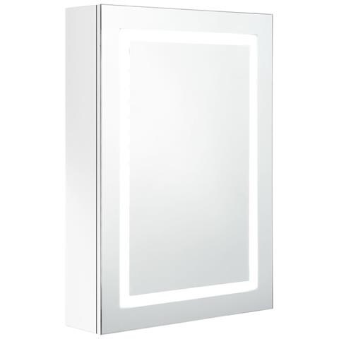 Armadietto Bagno con Specchio e LED Bianco Lucido 50x13x70 cm - Foto 1