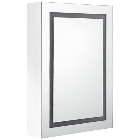 Armadietto Bagno con Specchio e LED Bianco Lucido 50x13x70 cm - Foto 8