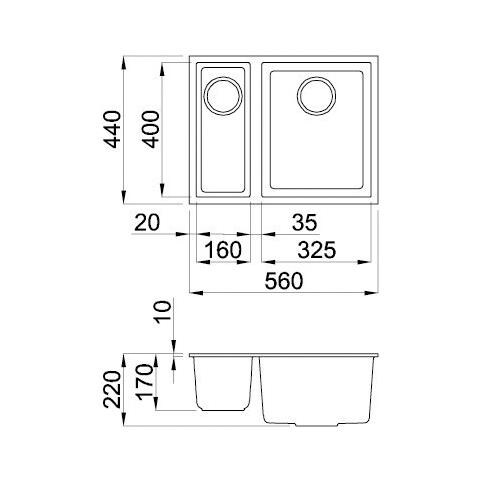 LAV. QUADRA 150 59x50 2V ALUMINIUM 79 SOTTO TOP AL - Foto 2