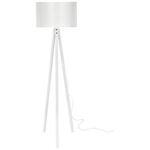 Lampada Da Terra Rodi Asz1233 Treppiede Legno E Paralume Tessuto Bianco - Foto 2