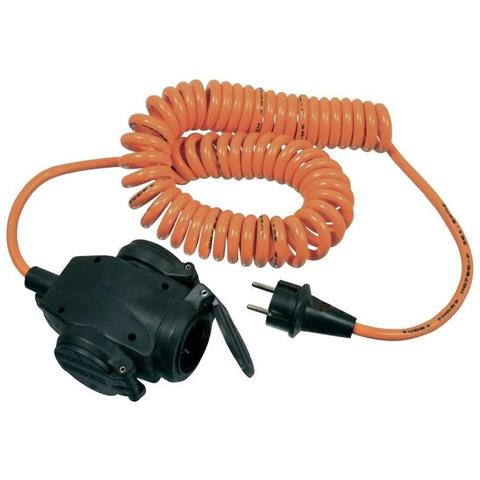 Cavo a Spirale con Presa Shuko 5m H07BQ-F 3G1,5 Arancione - Foto 1