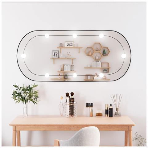 Specchio Da Parete Con Luci Led 45x100 Cm Vetro Ovale - Foto 6