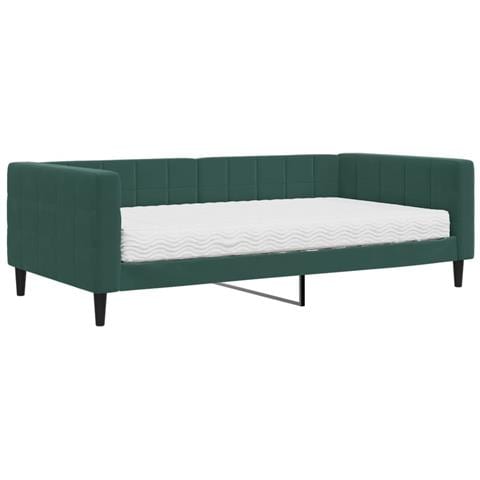 Divano Letto Con Materasso Verde Scuro 100x200 Cm In Velluto - Foto 1