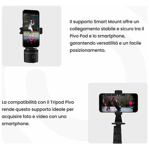 Pivo Smart Mount Supporto Per Smartphone Regolabile 360° Attacco Treppiedi ¼"" - Foto 5