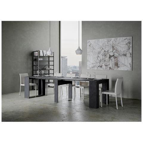 Consolle Allungabile 90x48/296 Cm Venus - Antracite Spatolato - Foto 2