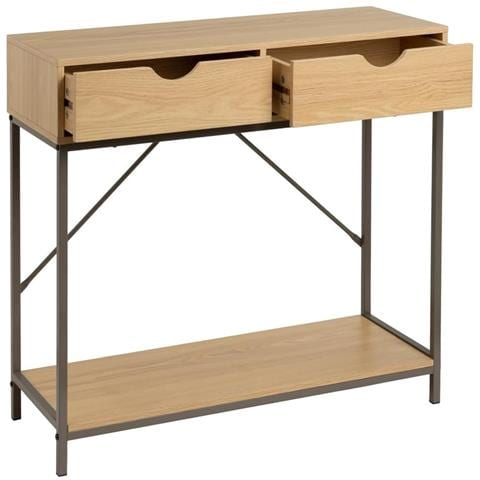 Consolle Con 2 Cassetti In Metallo E Legno Mobile Salvaspazio 80 X 30 X 75 Cm - Foto 1