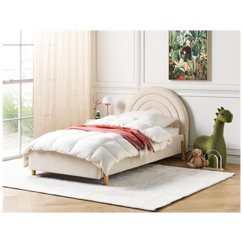 Letto Singolo Velluto Beige 90 X 200 Cm Anet - Foto 1