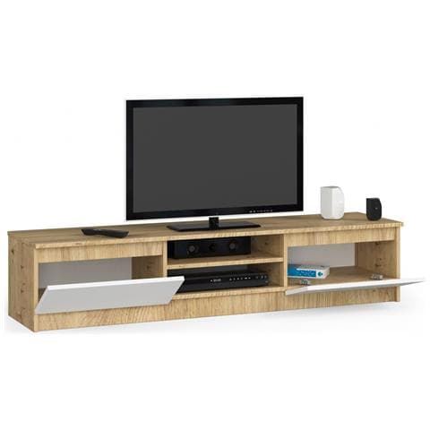 Mobiletto TV, 2 ante, 160x40x33 cm, Colore Quercia Artisan e Bianco - Foto 2