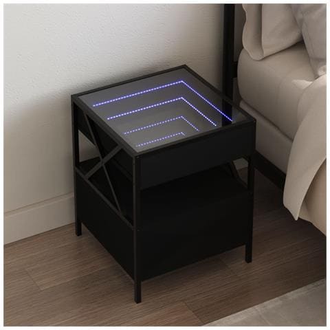 Tavolino Da Salotto Con Led Nero 40x40x30 Cm - Foto 1