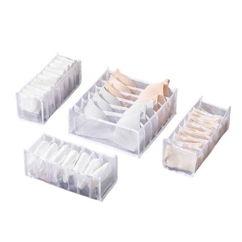 Organizer Pieghevole Per Cassetti Vestiti Per Biancheria Intima, Reggiseni, Calzini, Confezione Da 4 White - Foto 1