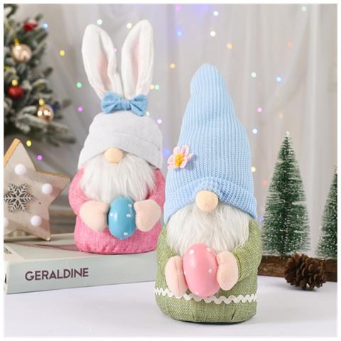 Set Di 2 Gnomi Pasquali In Peluche - Decorazione Festiva Unica Per La Tua Casa! - Foto 6