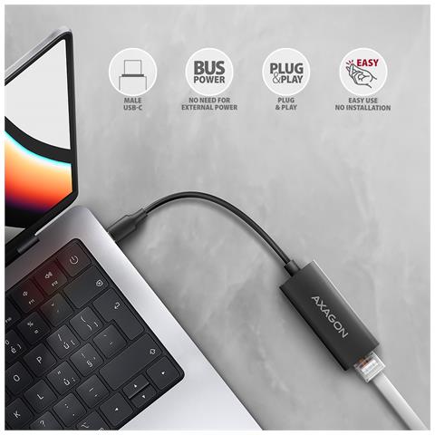 Axagon ADE-ARC USB-C 3.2 Gen 1 - Gigabit Ethernet 10/100/1000 Adapter - Adapter - Digital /Daten 1000 Mbit /s - Foto 2